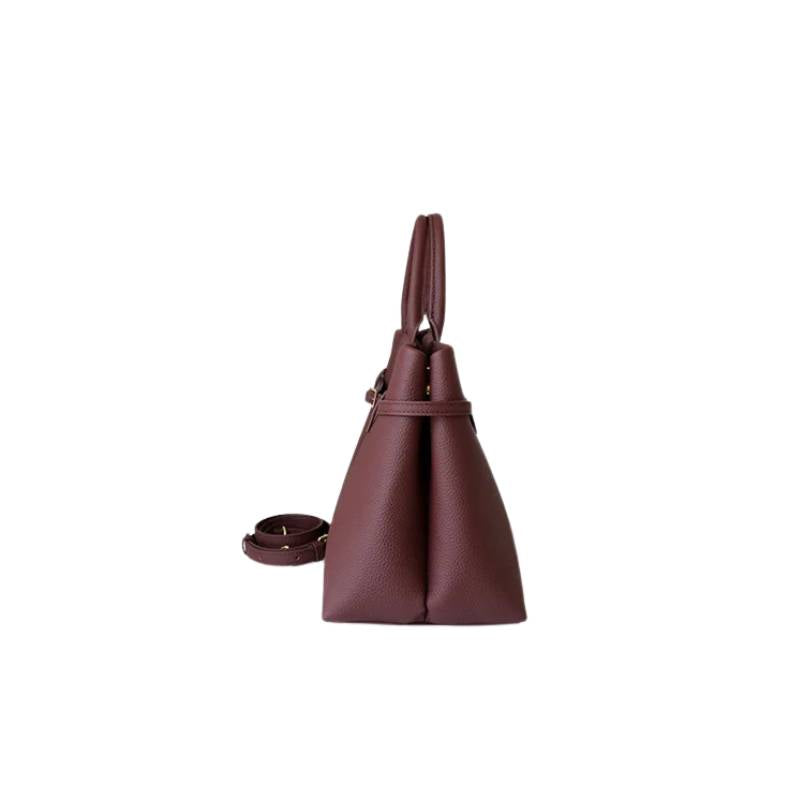 minimalist leather tote bag showing side views