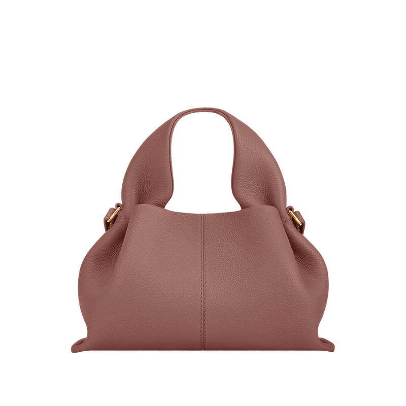 small pink leather top handle shoulder bag soft structured design
