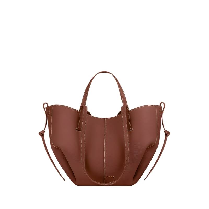 soft leather tote bag for women in cognac color