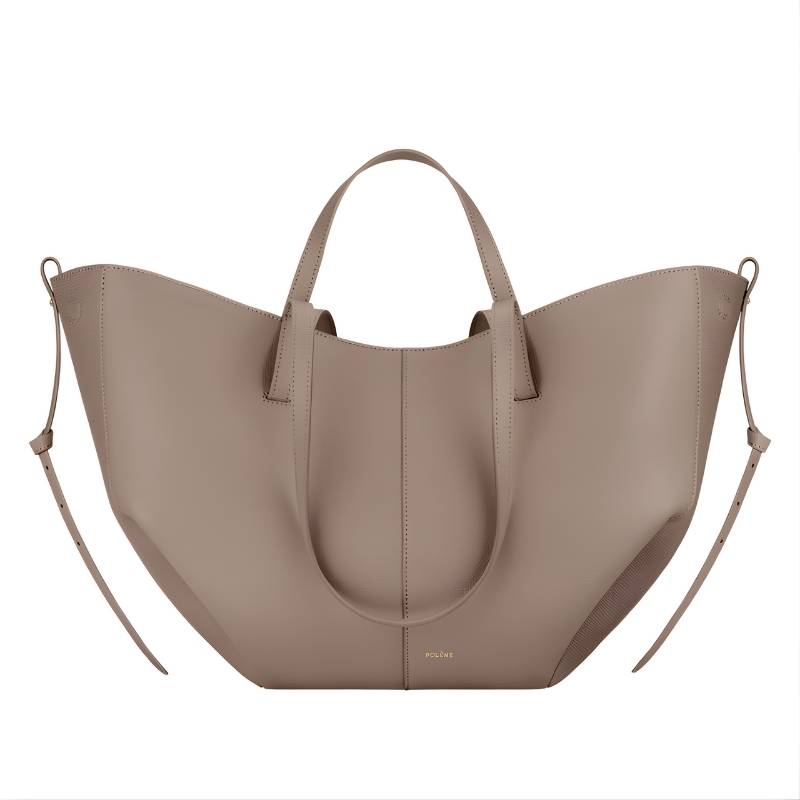 taupe leather tote bag styled for everyday wear routines